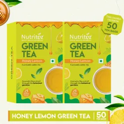 Nutritoz Honey Lemon Green Tea for weight loss with Premium leaves | Detox & Refreshing Honey, Lemon Green Tea Bags Box (2 x 25 Bags)
