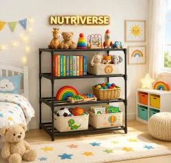 Nutriverse Plastic Open Book Shelf (Finish Color - SOLID BLACK, DIY(Do-It-Yourself))