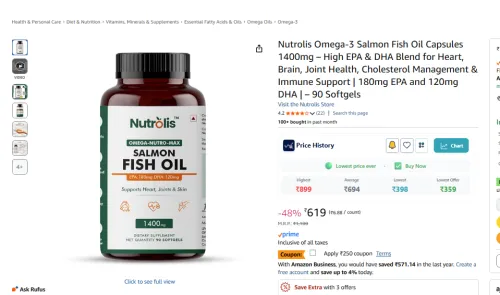 Image of Nutrolis Omega-3 Salmon Fish Oil Capsules 1400mg 