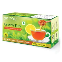 NutroVally - Green Tea Lemon Honey | Total 25 Tea Bags | Antioxidant | Lemon, Honey Green Tea Bags Box (25 Teabags)