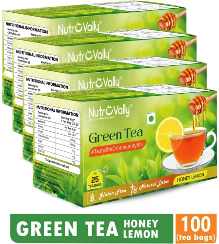 Image of NutroVally Lemon Honey Green for weight loss  (4 x 25 Bags)