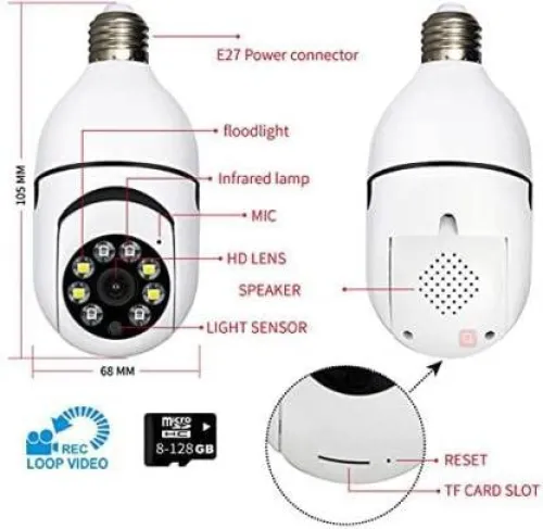 Image of NXXTTNK PTZ Wireless WiFi E27 Bulb Holder Security Camera with Night Vision for Home/