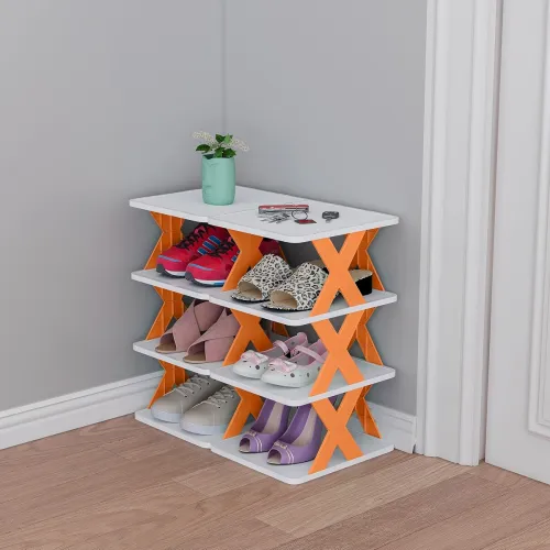 Image of Nyalkaran Stackable Shoe Rack 4 Layer Adjustable Orange