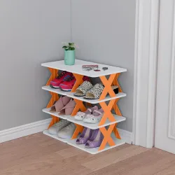 Nyalkaran Stackable Shoe Rack 4 Layer Adjustable Orange