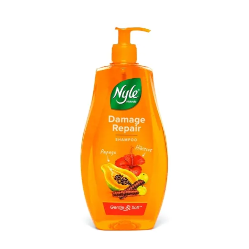 Image of Nyle Naturals Damage Repair Shampoo 1 L | Hair Repairing with Papaya, Hibiscus, & Shikakai | pH Balanced & Paraben Free 