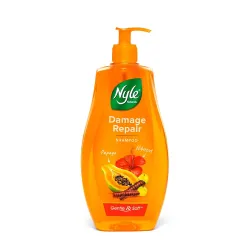 Nyle Naturals Damage Repair Shampoo 1 L | Hair Repairing with Papaya, Hibiscus, & Shikakai | pH Balanced & Paraben Free Gentle & Soft Shampoo For Women & Men