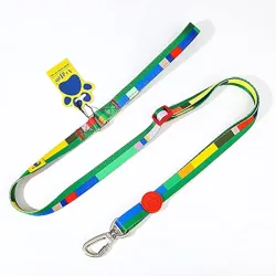 A+a Pets' Nylon Waterproof Leash | Length Adjustable with Neoprene Padded Handle for Dogs & Cats (Block Design, Multicolor, Small)