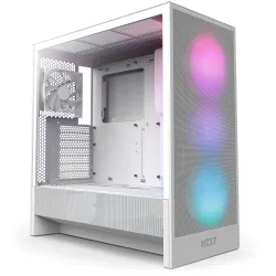 NZXT H5 Flow RGB 2024 - Compact ATX Mid-Tower PC Gaming Case - High Airflow - F360 RGB Core (CV) Included - 360mm Front & 240mm Top Radiator Support - Cable Management - Tempered Glass - Whi...