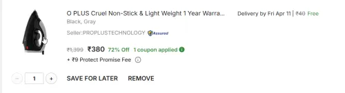 Image of O PLUS Cruel Non-Stick 1100 W Dry Iron 