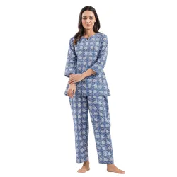 SANSKRUTIHOMES Womens Cotton Printed Shirt Pant Co-Ord Set Pink