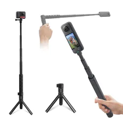 O'woda 3 in 1 Bullet Time Handle with Foldable Tripod Extension Monpod Rod for Insta360 One x Accessories,Black