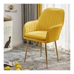 Oakcraft Flower Luxurious Dining/Accent Chairs with Metal Legs Engineered Metal (Yellow)