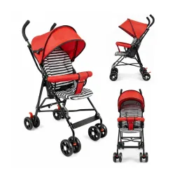 OBABY Stroller with Reclining Seat Adjustable Canopy, Safety Harnes
