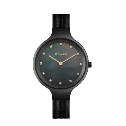 Obaku Womens Analog Watch – Black Dial (V173LXBBMB)