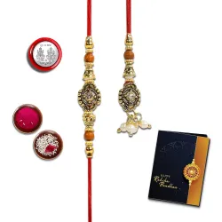Oblivion Rakhi Set & Pooja Coin and Greeting Card Combo