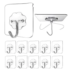 Oblivion Self Adhesive Transparent Wall Hooks Pack of 20