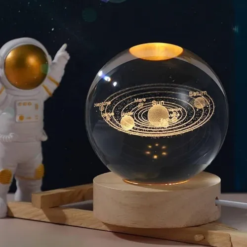 Image of Oblivion 3D Crystal Ball Lamp with LED Astronomy Light – Astronomy -Themed Engraved Decorative Night Lamp for Home Décor