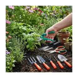 Ocean Mart 9-Piece Gardening Tools Kit for Gardening – Cultivator, Fork, Trowels