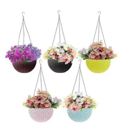 Ocean Mart- Euro Hanging Planters - 5 Pcs (7 Inch, Multicolor) | Decorative Balcony Pots for House Plants | Hooked Hanging Pots for Home Garden | Hanging Pots for Home & Balcony Garden…
