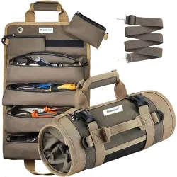 OceanLive Roll Up Tool Bag 7 Pockets Heavy Duty 1680D Oxford Polyester Water Resistant Tool Kit Bag for Electrician Serv
