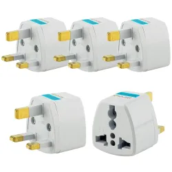 Ocko 3 Prong Pin Plug (Type G Adapter) | UK to Universal Computer Conversion Outlet Plug Adapter | Travel Companion for International Devices, Australia/New Zealand/China, UK (Pack of 5, Whi...
