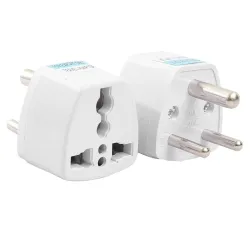 Ocko Type D Adapter // World (USA, UK, Canada, Europe, and More) to India Travel Adapter Plug - Type D, 3-Round Pin Converter Socket Perfect for Laptop, Camera, Charger (White, Pack of 2)