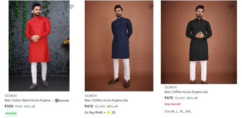 Image of Ocmoh Men's Ethnic Sets upto 80% Discount