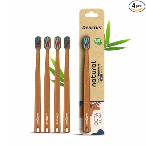 Image of Octa Clean Bamboo Toothbrush for Adults (Pack of 4) | 100% Natural & Eco Friendly Manual Toothbrush | BPA-Free & Ultra S