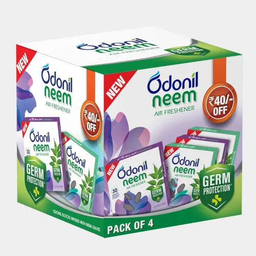 Image of Odonil Bathroom Air Freshener Neem Mixed Fragrances Blocks 192g (48g, Pack of 4)