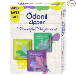 Odonil Bathroom Air Freshener Zipper Mix -30gm (10gm*3, Citrus, Jasmine,Lavender)