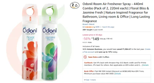 Image of Odonil Room Air Freshener Spray - 440ml Combo