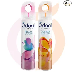 Odonil Room Air Freshener Spray - 440ml Combo (Pack of 2, 220ml each) | Rose Garden & Sandal Bouquet | Nature Inspired F