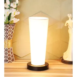 tu casa Off White Cotton Flex Shade with Black Metal-Iron Base Table Lamp | Elegant Bedside & Desk Lamp for Bedroom, Living Room, Office, Home Décor & Gifting (Height : 14 Inch/No Blub Inclu...