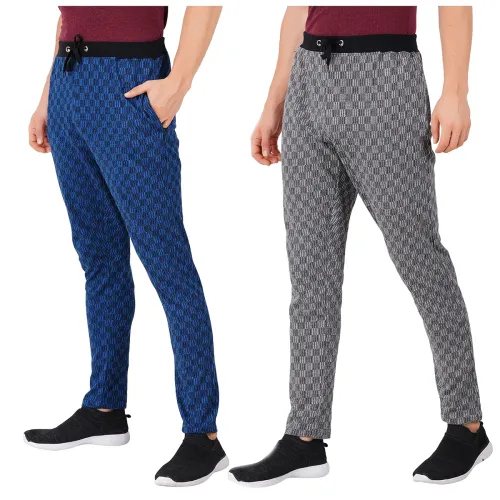 Image of OFFENDERS® Branded Side Zip Pockets Checkered Track Pant Elasticated Weist Band with Drawstring Inside