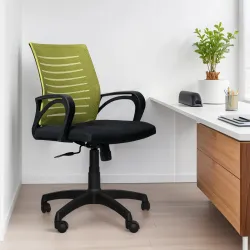 Comfort Mantra Bolt Chair Ergonomic Office Chair Mid Back Lumbar Support Armrest Fabric Office Adjustable Arm Chair (Green, Optional Installation Available)