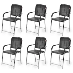 Office Chair Visitor Chair with arm Rest with Steel Frame and Cushioned seat