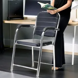 Office Chair Visitor Chair with arm Rest with Steel Frame and Cushioned seat Ba