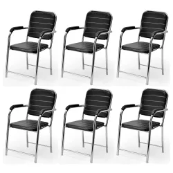 Office Chair Visitor Reading Chair with arm Rest with Steel Frame and Cushioned seat Back, Chair Without Wheels Holds up to 140 kg (1, Black, Heavy 1)