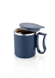 OFFYX Stainless Steel Tea Cup Stainless Steel Coffee with Lid (300 ml) (Grey) Stainless Steel Coffee Mug (300 ml)