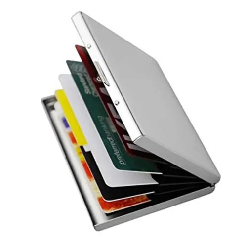 Image of OFIXO Credit Card Holder (6 Slots, RFID, Stainless Steel, Matt-Silver)
