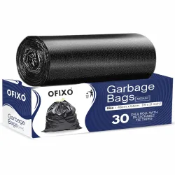 OFIXO - Premium Garbage Bag - Medium Size -19X21 Inches - Pack of 1 (30 Bags) for Dustbin/Trash | Black