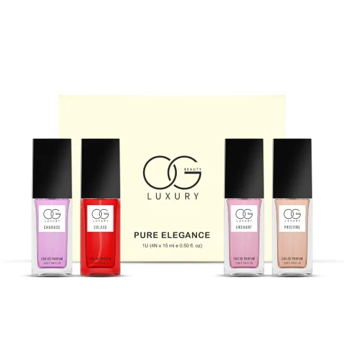 Image of OG BEAUTY LUXURY Pure Elegance Eau De Perfume for Woman | 4x15 ml | Luxury Scent Parfum Gift Set | Long-Lasting Fragranc