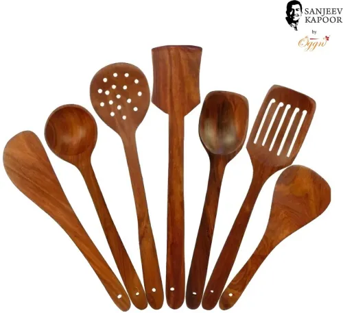 Image of OGGN Set of 7 Wooden Spatula Kitchen Tool Set 