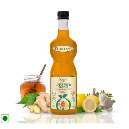Image of Ogreeny Apple Cider Vinegar With Mother Garlic Ginger Lemon And Honey -750 ml