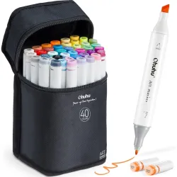  Ohuhu Alcohol Markers – 40 Colors, Dual Tip, Refillable