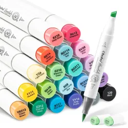 Ohuhu Alcohol Markers Brush Tip - Double Tipped Alcohol Based for Beginners Artist Sketching Adult Coloring Illustration