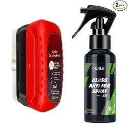 Oil Film Cleaning Brush & Car Glass Cleaner Anti-Fog Spray Po2