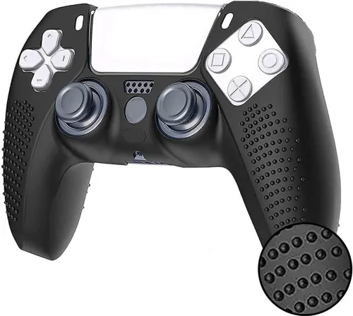 Image of OIVO INDIA Front & Back Case for PS5 (Black, Grip Case, Silicon, Pack of: 1)