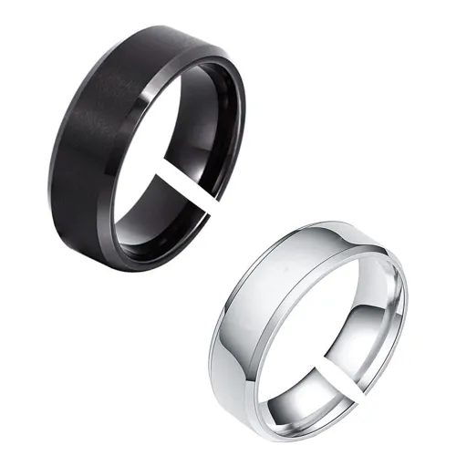 Image of okos Men's Solid Polish Stainless Steel Band Ring