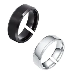 okos Mens Solid Polish Stainless Steel Band Ring